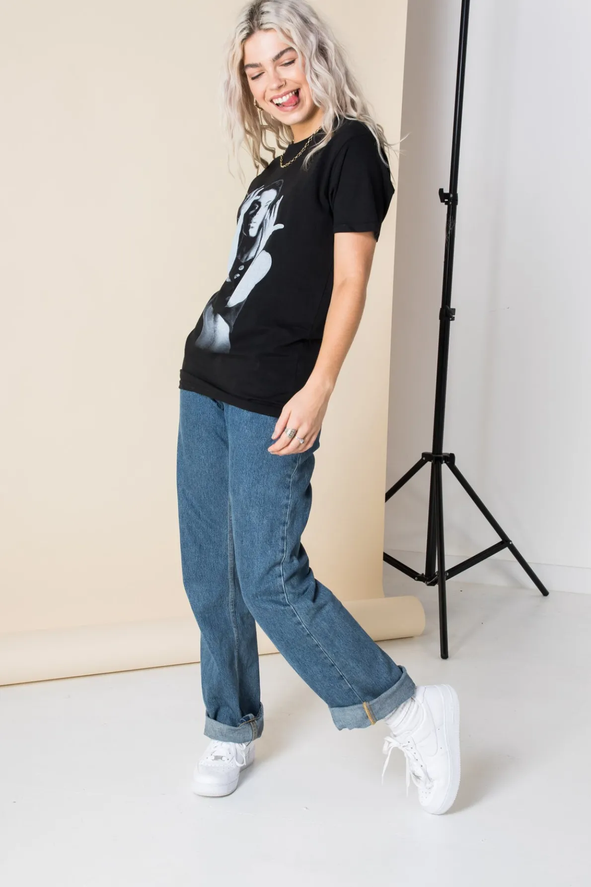 Daisy Street Relaxed T-Shirt with Prince Parade Print-Women Band Tees | T-Shirts
