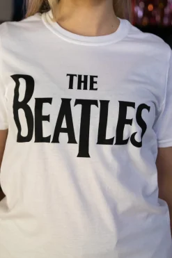 Daisy Street Relaxed T-Shirt with The Beatles Print-Women Band Tees | T-Shirts