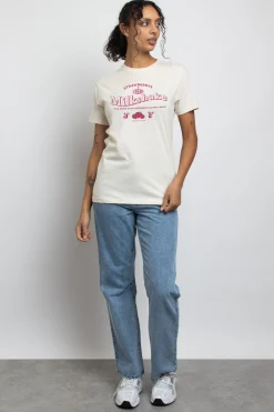 Daisy Street Relaxed T-Shirt with Milkshake Print-Women T-Shirts