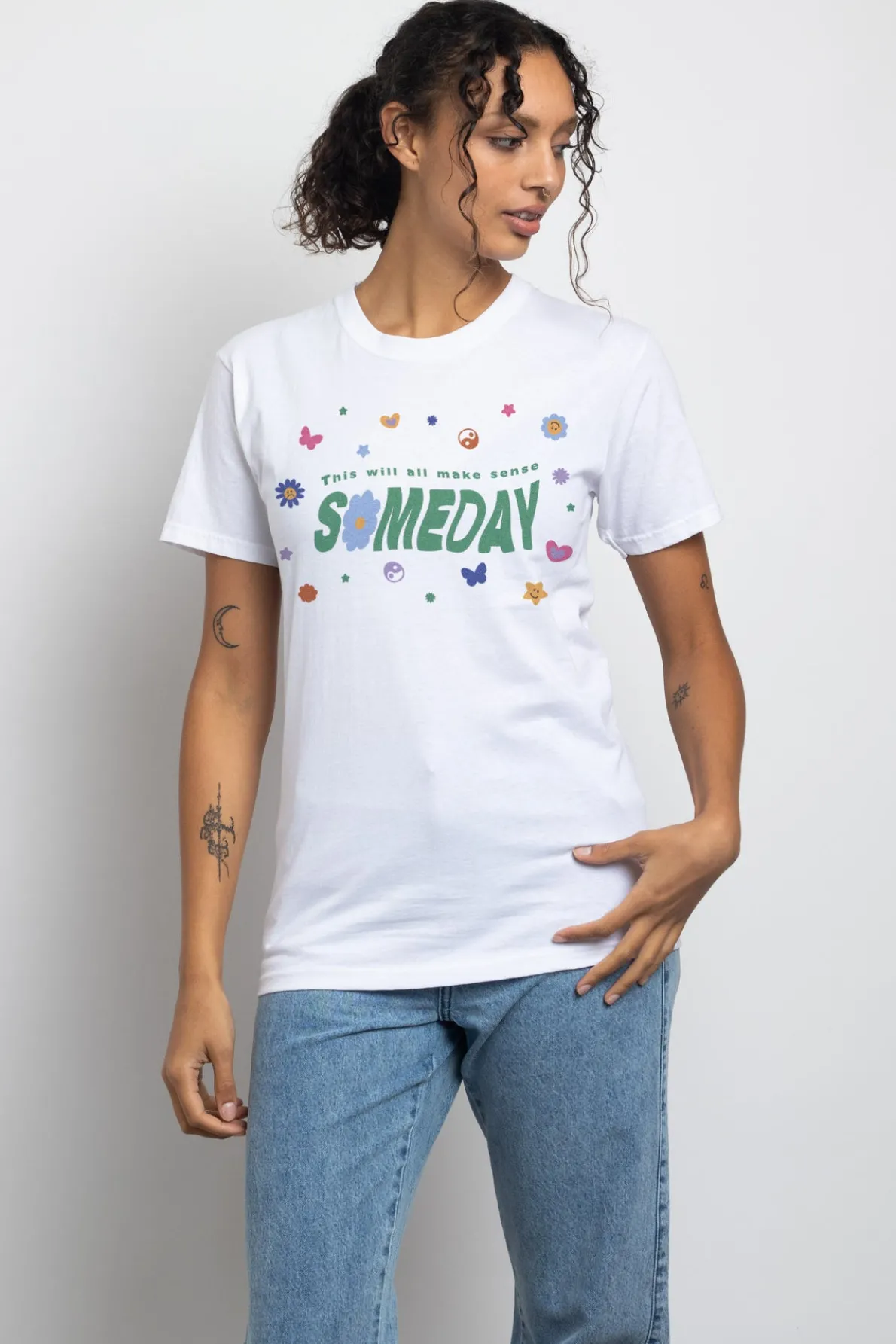 Daisy Street Relaxed T-Shirt with Someday Print-Women T-Shirts