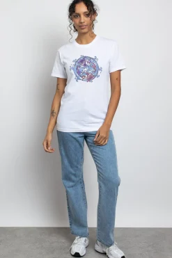 Daisy Street Relaxed T-Shirt with Koi Print-Women T-Shirts