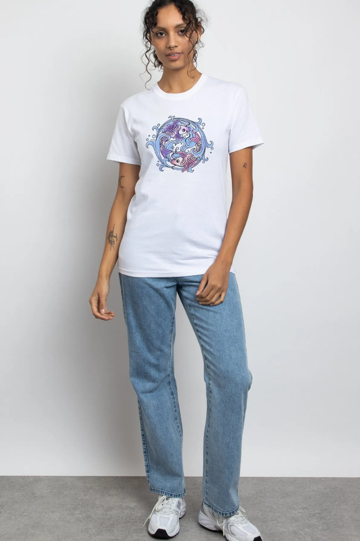 Daisy Street Relaxed T-Shirt with Koi Print-Women T-Shirts
