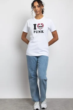 Daisy Street Relaxed T-Shirt with I Love Punk Print-Women T-Shirts