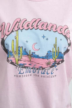 Daisy Street Relaxed T-Shirt with Wildlands Print-Women T-Shirts