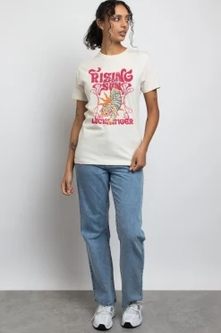 Daisy Street Relaxed T-Shirt with Lucky Tiger Print-Women T-Shirts