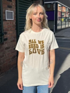 Daisy Street Relaxed T-Shirt with All We Need Is Love Graphic-Women T-Shirts
