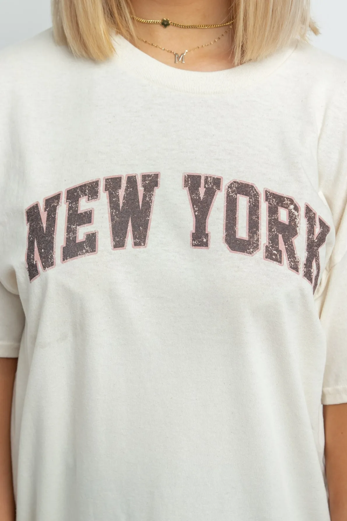 Daisy Street Relaxed T-Shirt with New York Distressed Graphic-Women T-Shirts