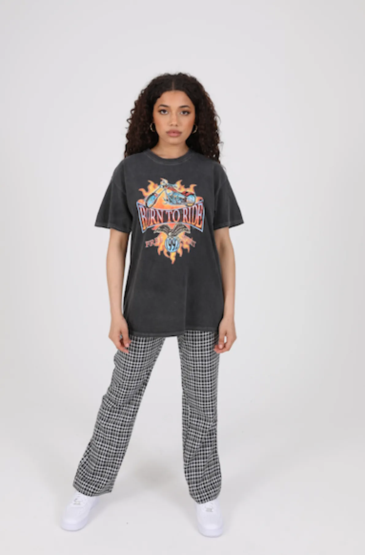 Daisy Street Relaxed T-Shirt with Born to Ride Bike Print-Women T-Shirts