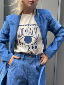 Daisy Street Relaxed T-Shirt with Moon Gazing Print-Women T-Shirts