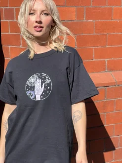 Daisy Street Relaxed T-Shirt with Palmistry Print-Women T-Shirts