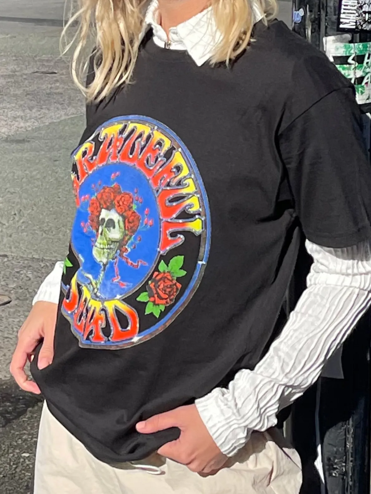 Daisy Street Relaxed T-Shirt with Grateful Dead Print-Women T-Shirts