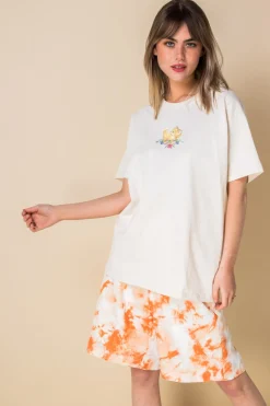 Daisy Street Relaxed T-Shirt with Cute Cat Print-Women T-Shirts