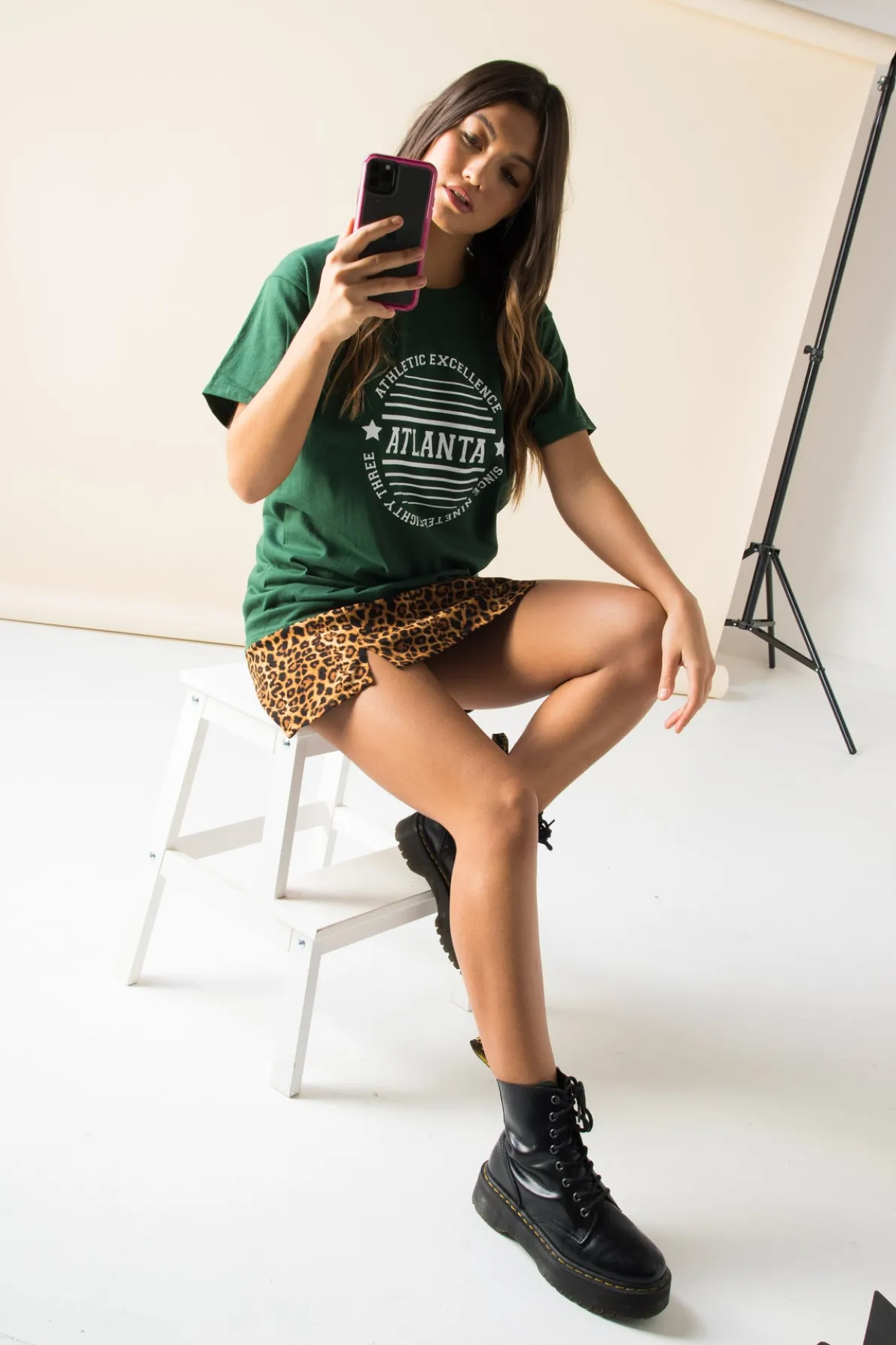 Daisy Street Relaxed T-Shirt With Atlanta Print-Women T-Shirts