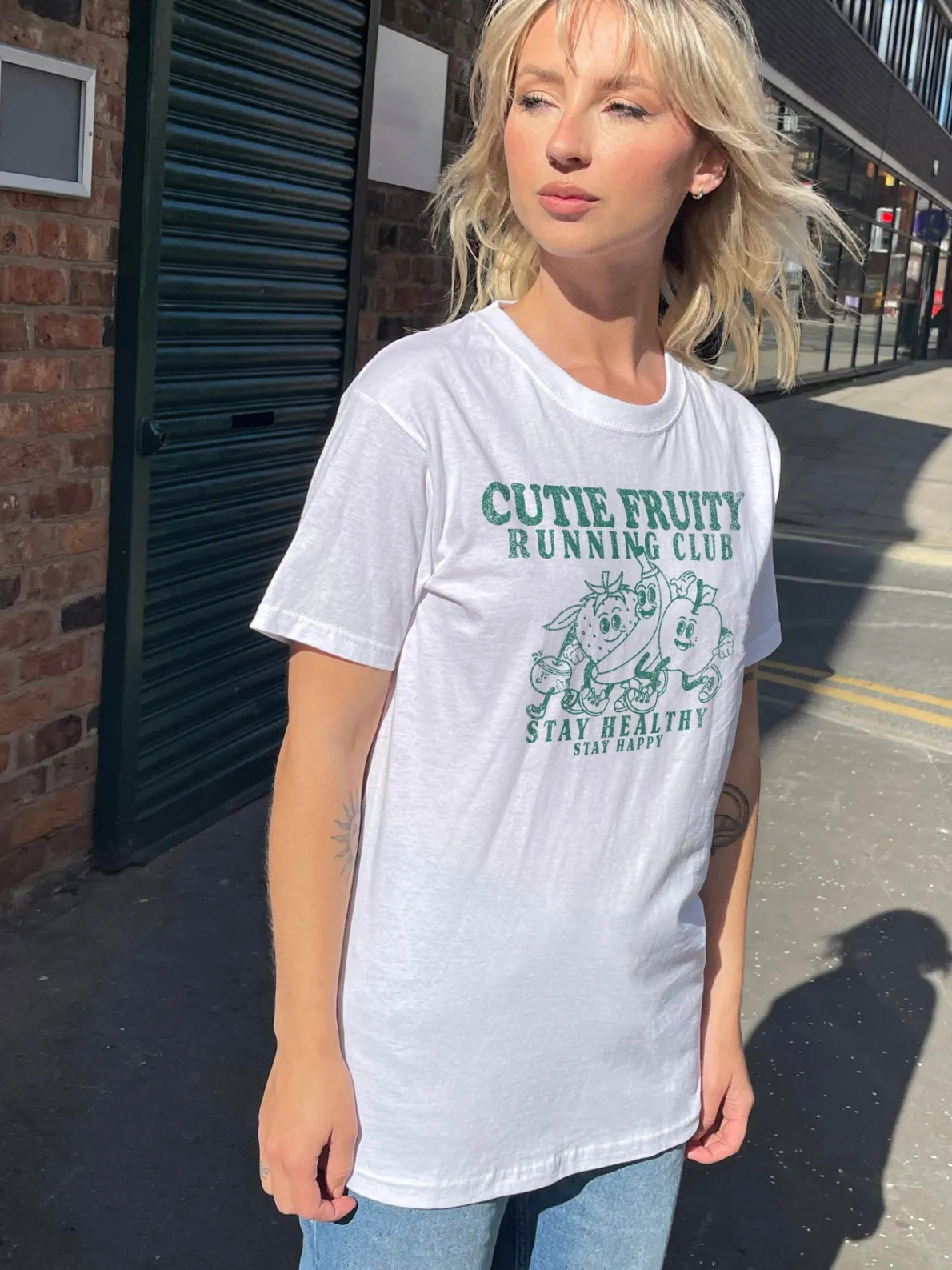 Daisy Street Relaxed T-Shirt with Cutie Fruity Print-Women T-Shirts