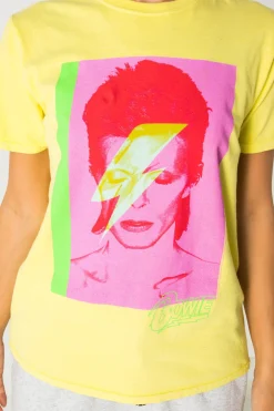 Daisy Street Relaxed T-Shirt with Bowie Print-Women Band Tees | T-Shirts
