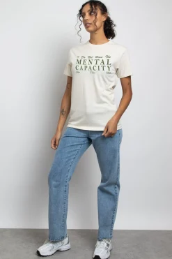 Daisy Street Relaxed T-Shirt with Mental Capacity Print-Women T-Shirts