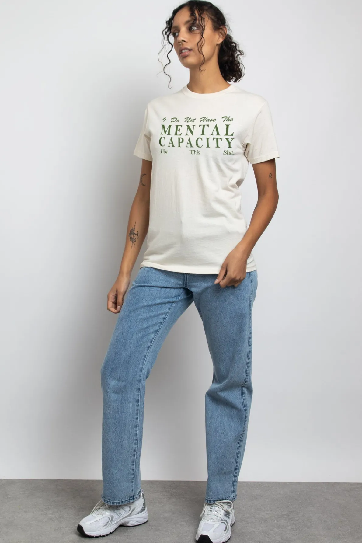 Daisy Street Relaxed T-Shirt with Mental Capacity Print-Women T-Shirts