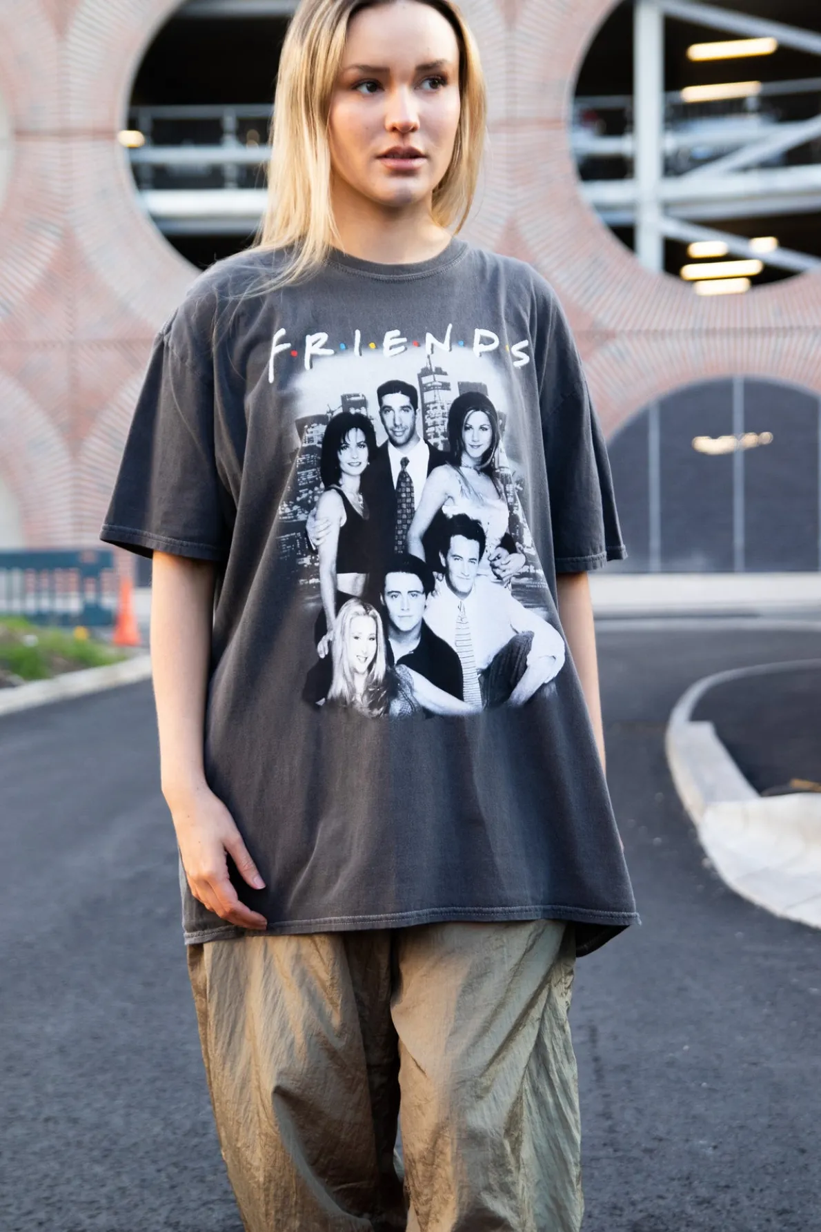 Daisy Street Relaxed T-Shirt with Friends Print-Women T-Shirts