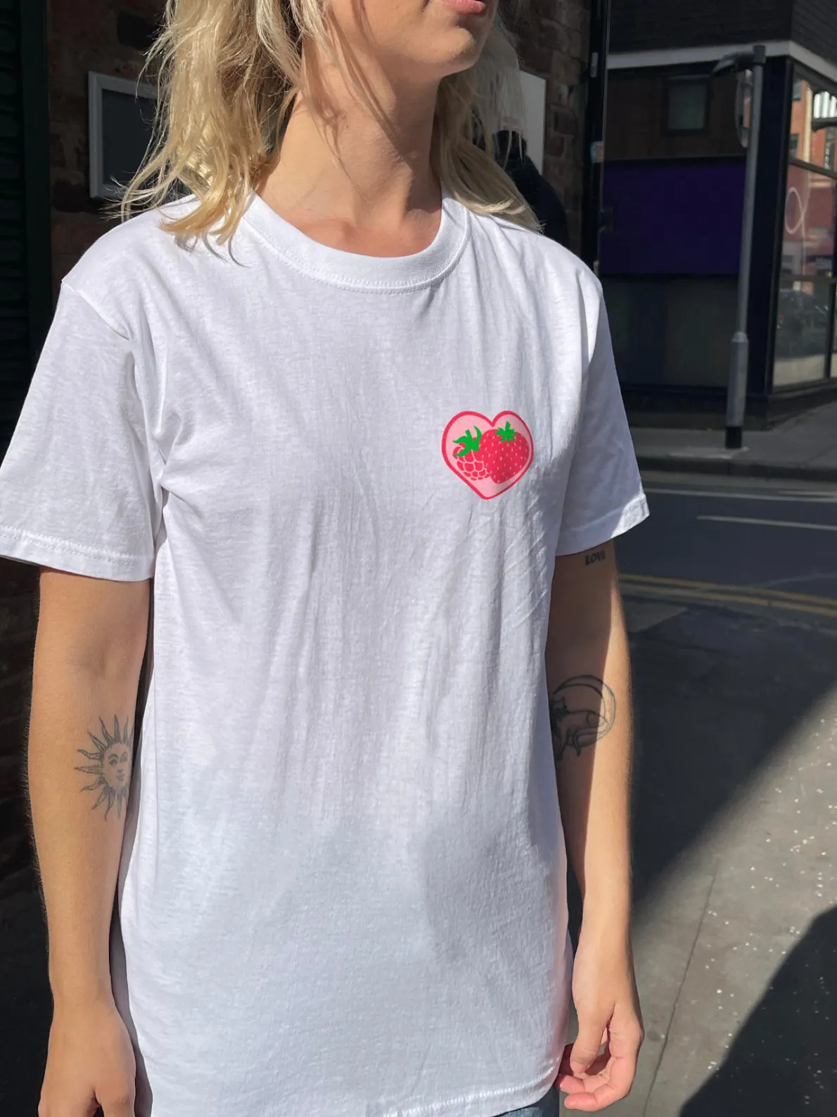 Daisy Street Relaxed T-Shirt with Self Care Graphic with front and back print-Women T-Shirts