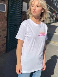 Daisy Street Relaxed T-Shirt with Create Your Own Luck Print-Women T-Shirts