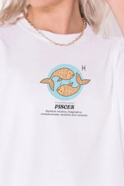 Daisy Street Relaxed T-Shirt with Pisces Print-Women T-Shirts