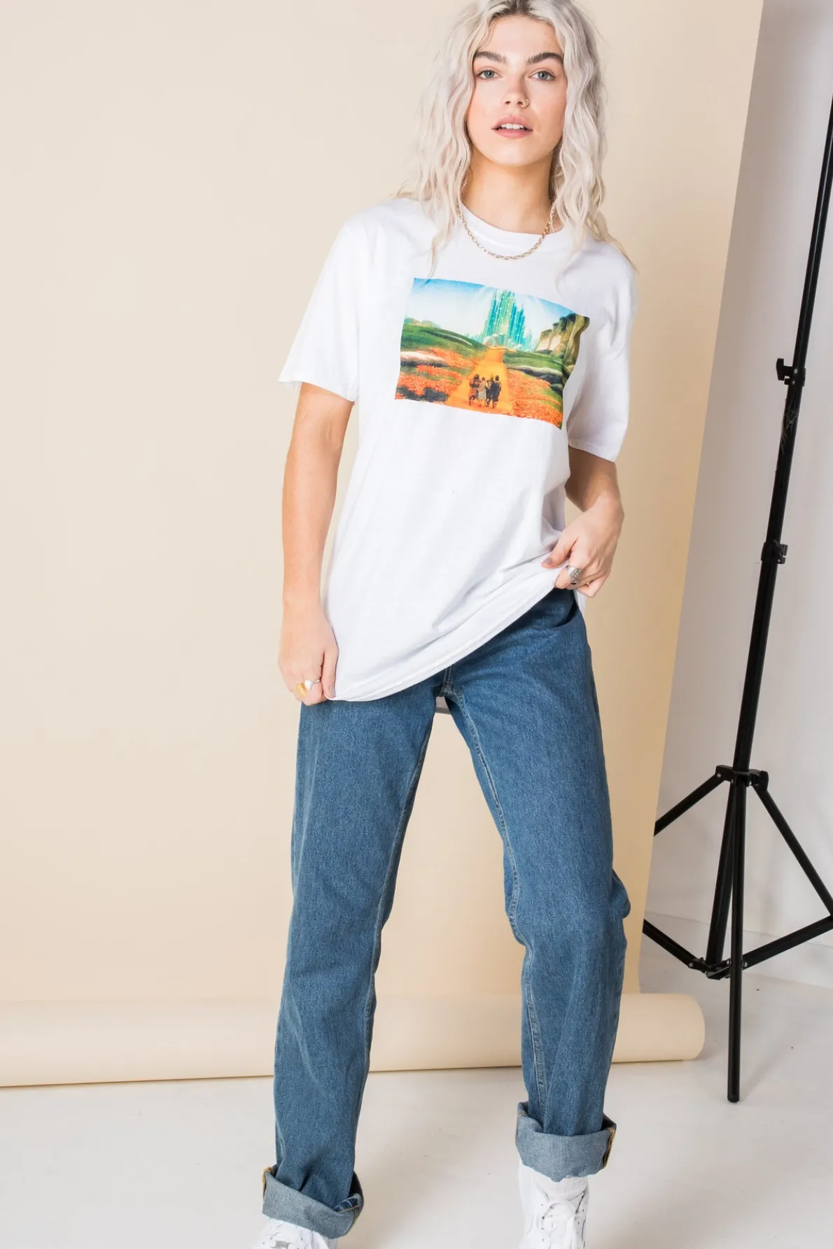 Daisy Street Relaxed T-Shirt with Wizard of Oz Print-Women T-Shirts
