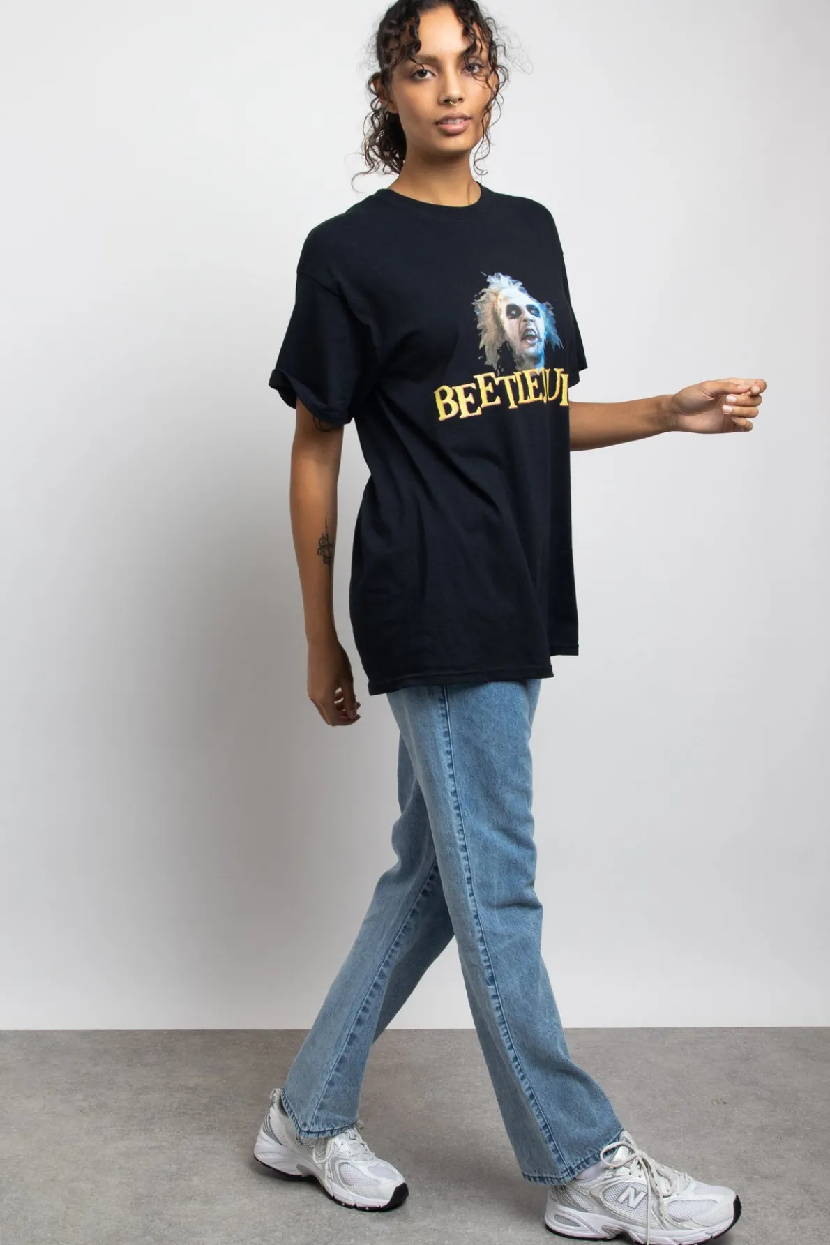 Daisy Street Relaxed T-Shirt with Beetlejuice Graphic-Women Tops | T-Shirts