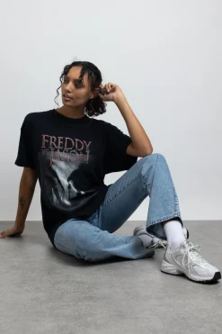 Daisy Street Relaxed T-Shirt with Freddy Vs Jason Graphic-Women Tops | T-Shirts