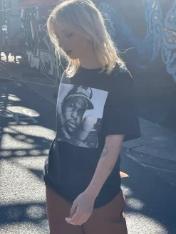 Daisy Street Relaxed T-Shirt with Ice Cube Print-Women Band Tees