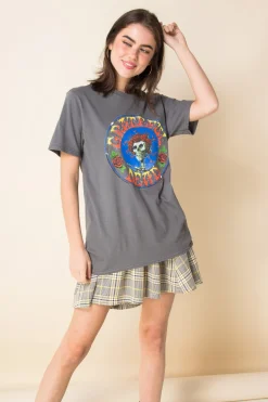 Daisy Street Relaxed T-Shirt with Grateful Dead Print-Women Band Tees