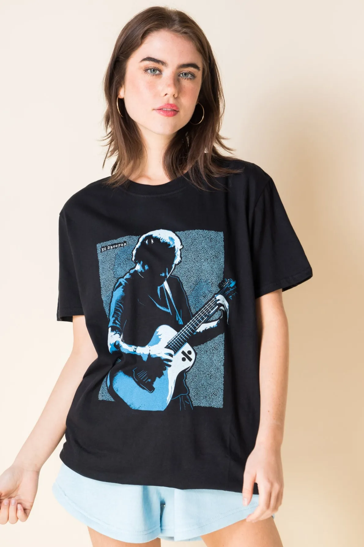 Daisy Street Relaxed T-Shirt with Ed Sheeran Print-Women Band Tees | T-Shirts