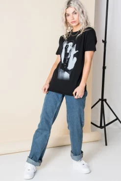 Daisy Street Relaxed T-Shirt with Prince Parade Print-Women Band Tees | T-Shirts