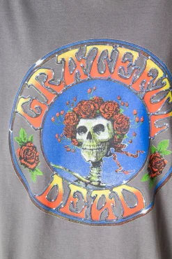 Daisy Street Relaxed T-Shirt with Grateful Dead Print-Women Band Tees
