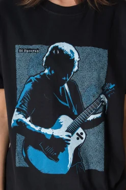Daisy Street Relaxed T-Shirt with Ed Sheeran Print-Women Band Tees | T-Shirts