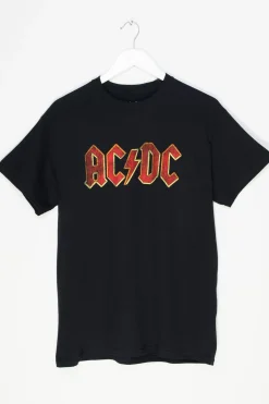 Daisy Street Relaxed T-Shirt with AC/DC Logo Print-Women Band Tees | T-Shirts
