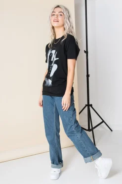 Daisy Street Relaxed T-Shirt with Prince Parade Print-Women Band Tees | T-Shirts