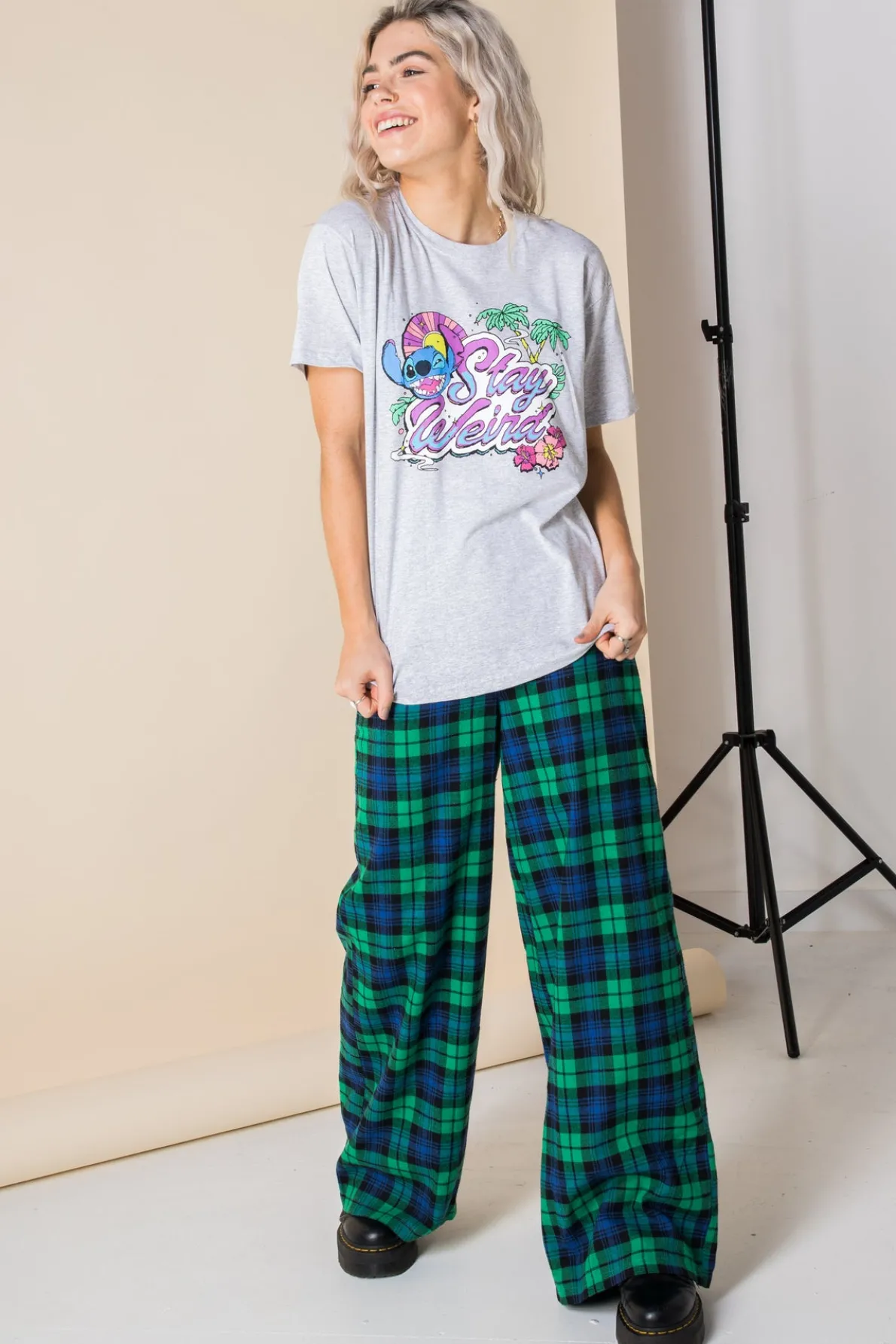 Daisy Street Relaxed T-Shirt with Lilo and Stitch Stay Weird Print-Women T-Shirts