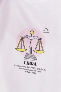 Daisy Street Relaxed T-Shirt with Libra Print-Women T-Shirts