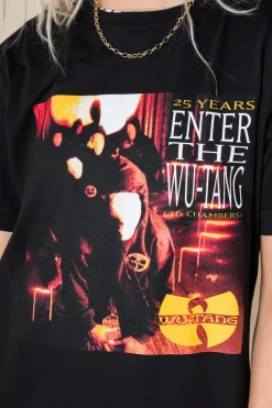 Daisy Street Relaxed T-Shirt with Wu-Tang Clan Print-Women Band Tees | T-Shirts