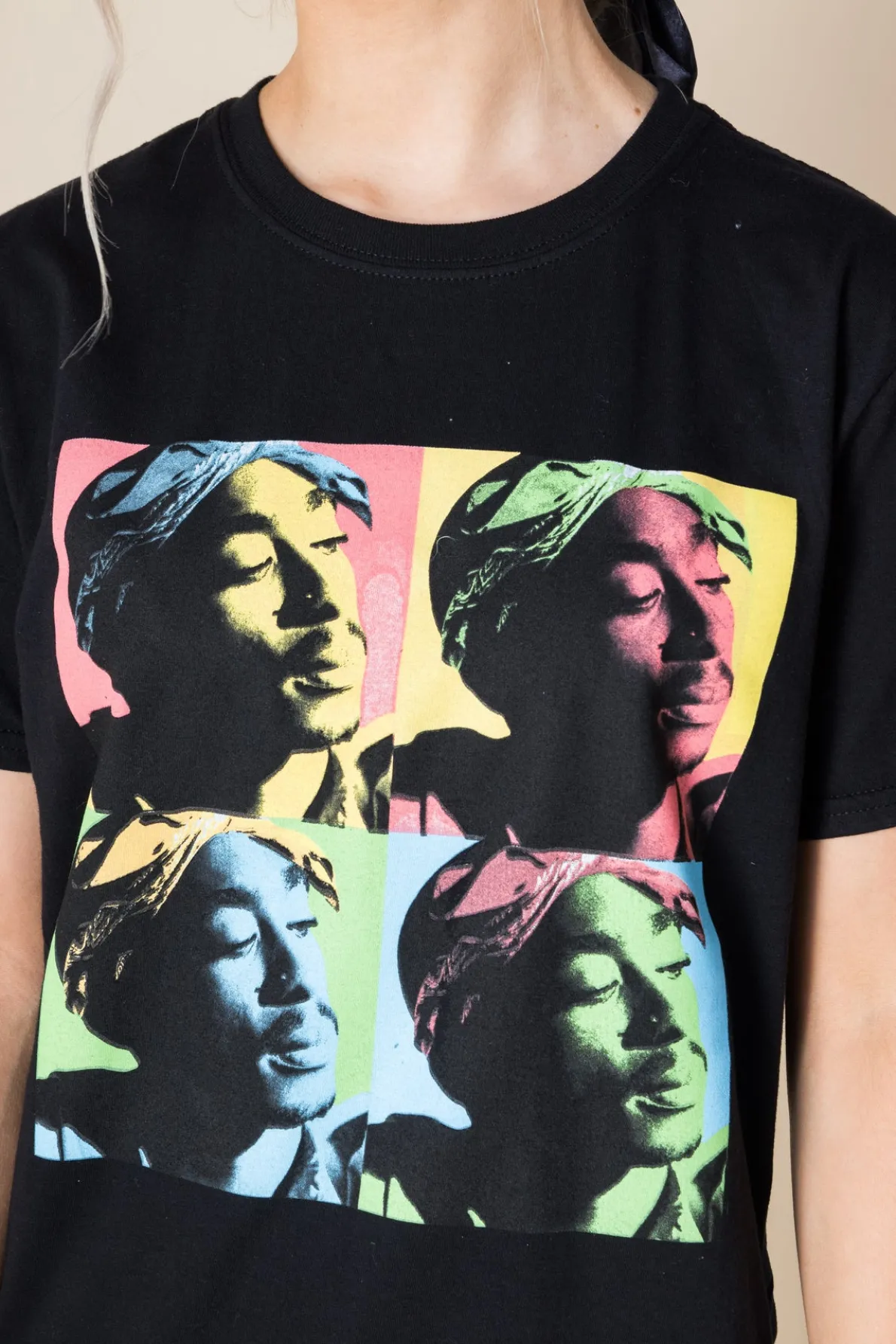 Daisy Street Relaxed T-Shirt with Tupac Print-Women Band Tees | T-Shirts