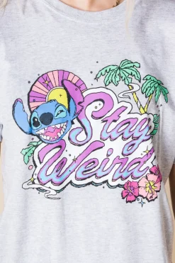 Daisy Street Relaxed T-Shirt with Lilo and Stitch Stay Weird Print-Women T-Shirts