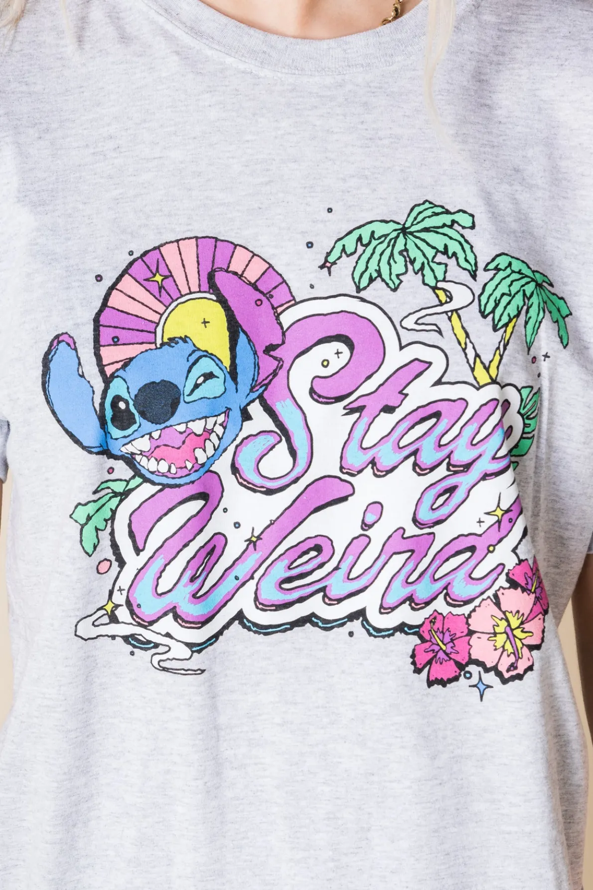 Daisy Street Relaxed T-Shirt with Lilo and Stitch Stay Weird Print-Women T-Shirts
