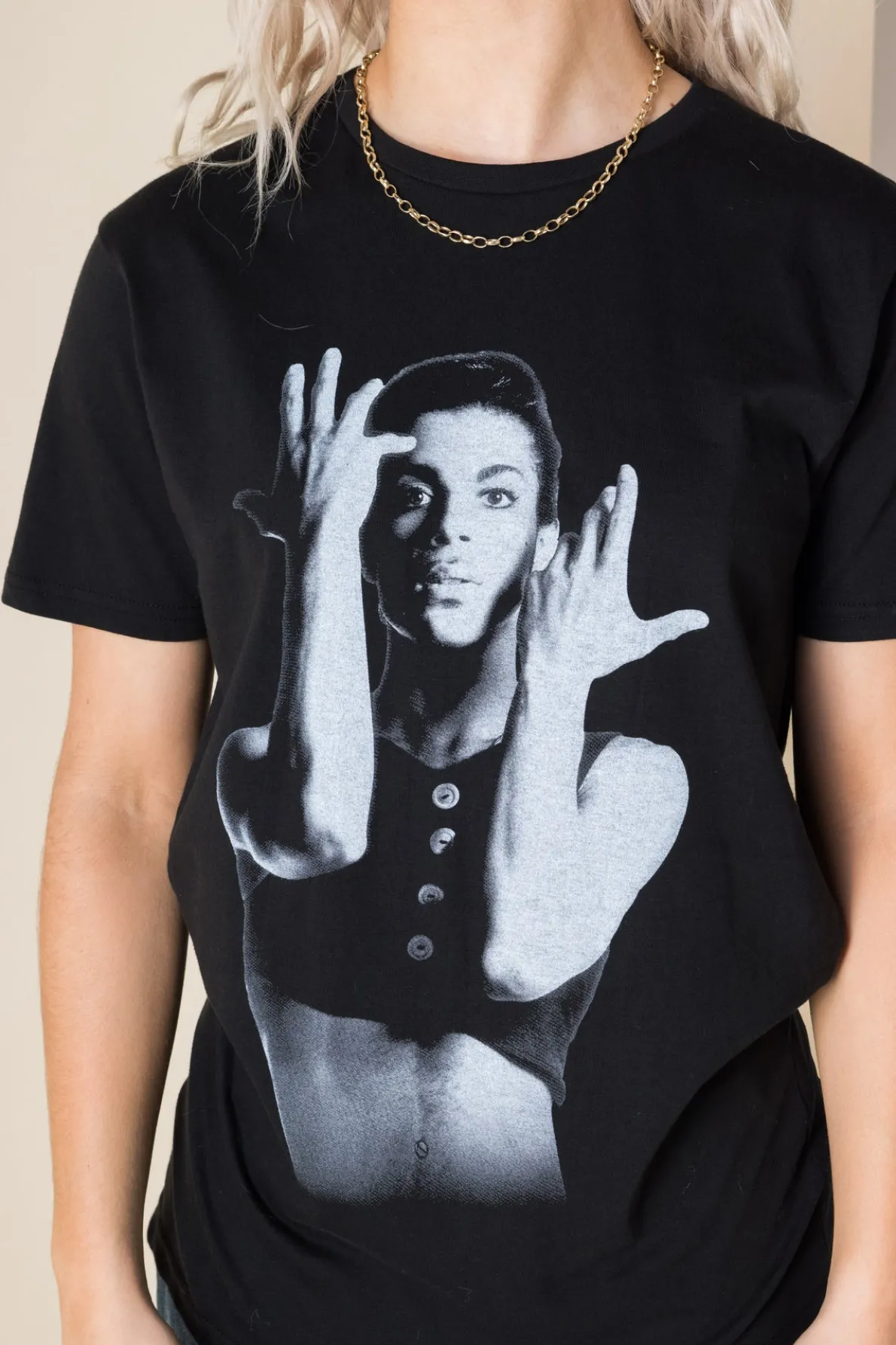 Daisy Street Relaxed T-Shirt with Prince Parade Print-Women Band Tees | T-Shirts