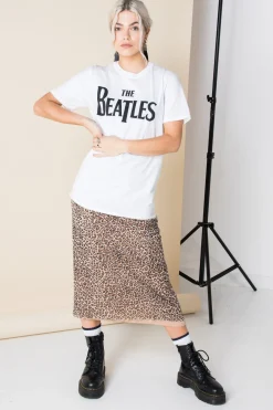 Daisy Street Relaxed T-Shirt with The Beatles Print-Women Band Tees | T-Shirts