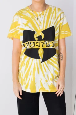 Daisy Street Relaxed Tie-Dye T-Shirt with Wu-Tang Print-Women Band Tees | T-Shirts