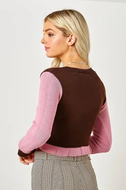 Daisy Street Rib Frill Jumper with Heart Graphic-Women Tops