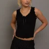 Daisy Street Ruched Edge Vest Top With Bow Detail-Women Partywear | Tops
