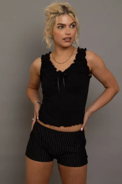 Daisy Street Ruched Edge Vest Top With Bow Detail-Women Partywear | Tops