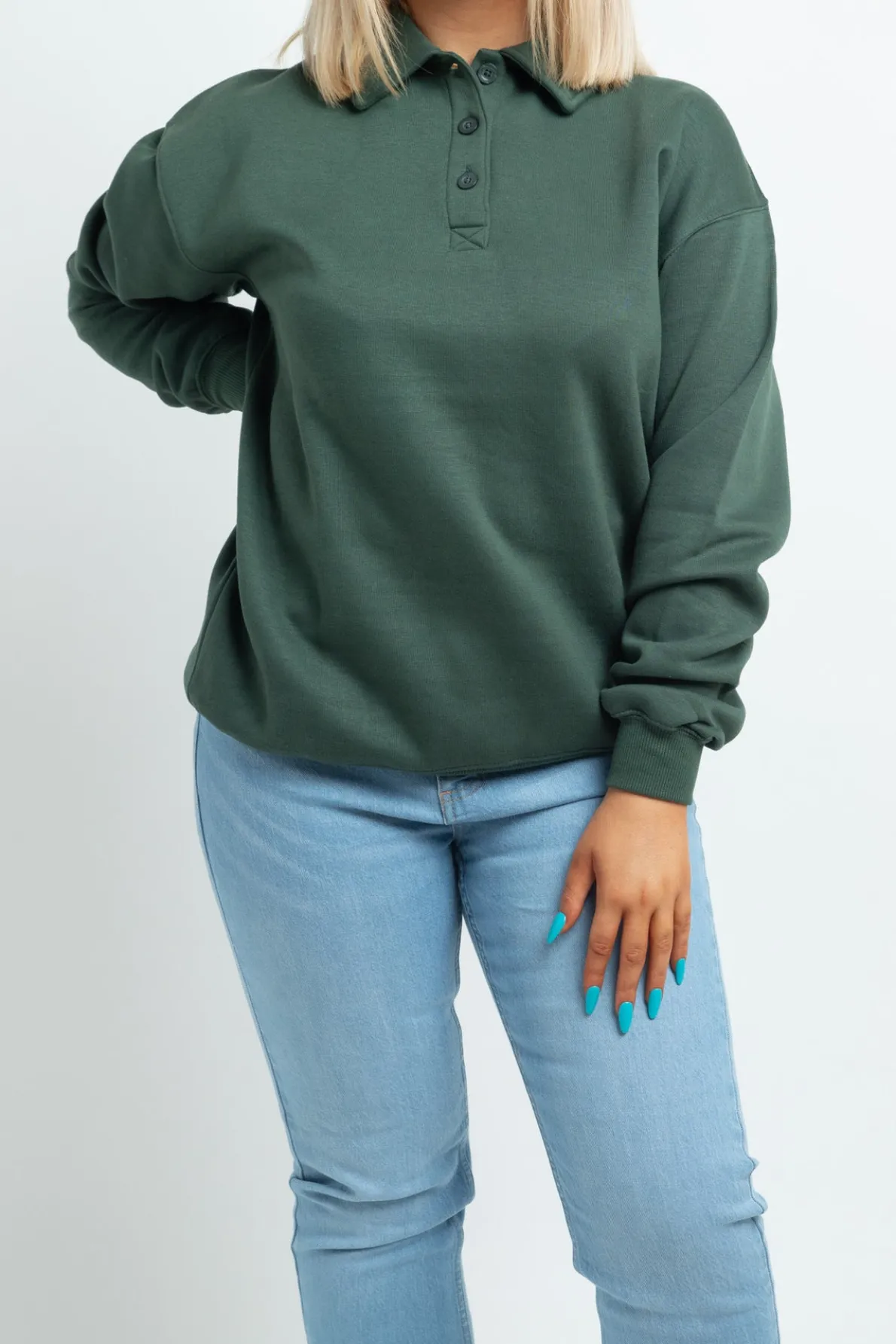 Daisy Street Rugby Sweatshirt-Women Hoodies & Sweatshirts