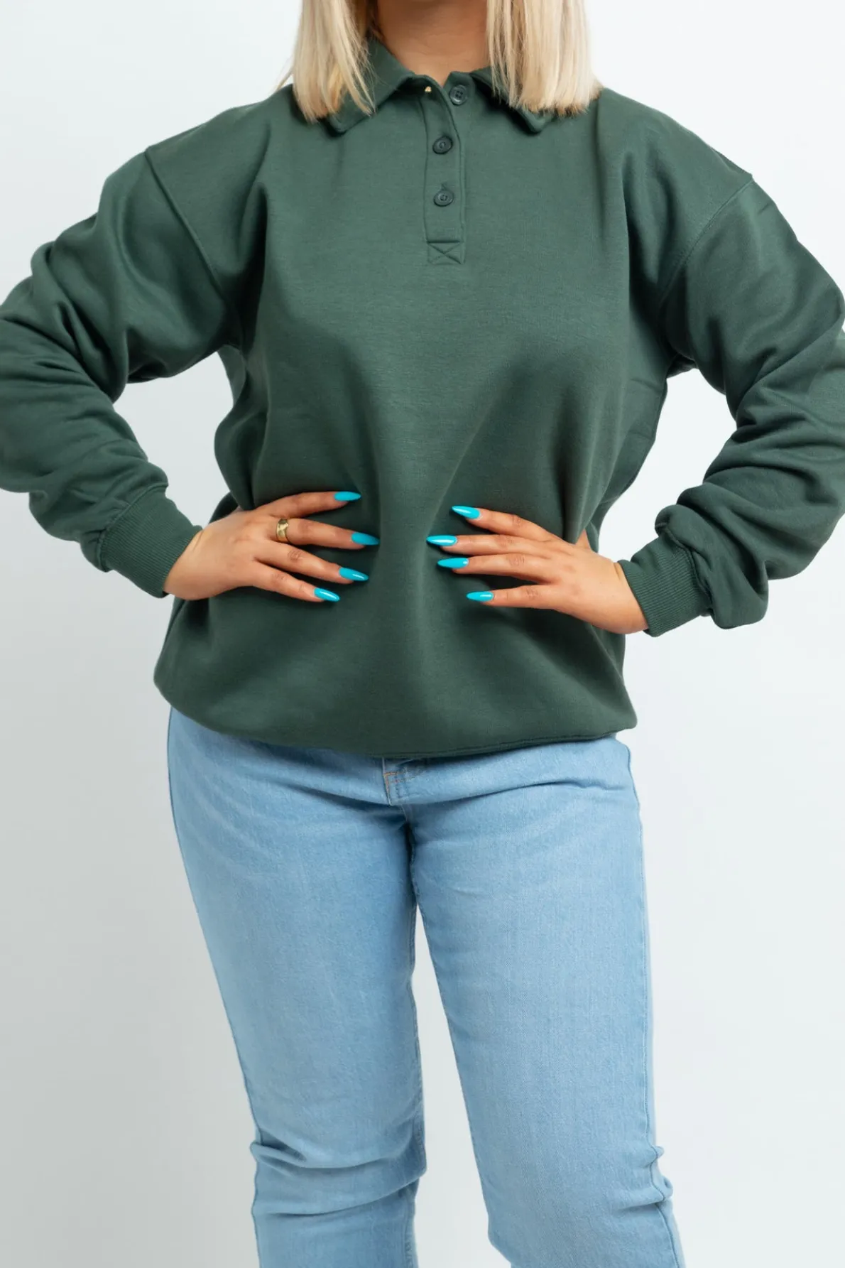 Daisy Street Rugby Sweatshirt-Women Hoodies & Sweatshirts
